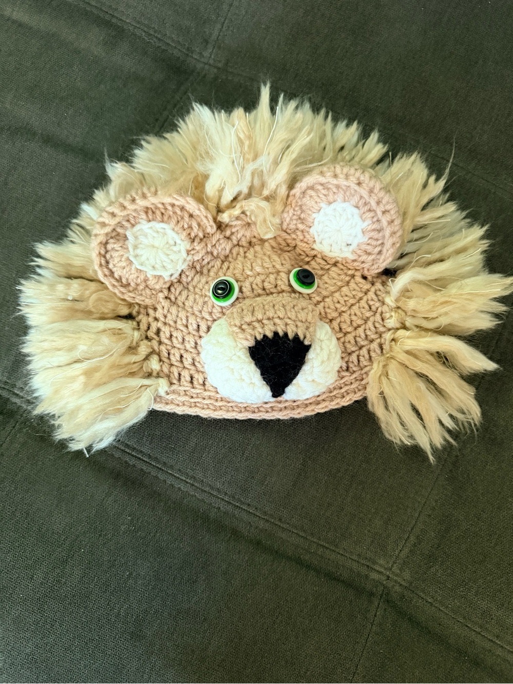 Handmade Kids Lion Beanie Hat in Beige